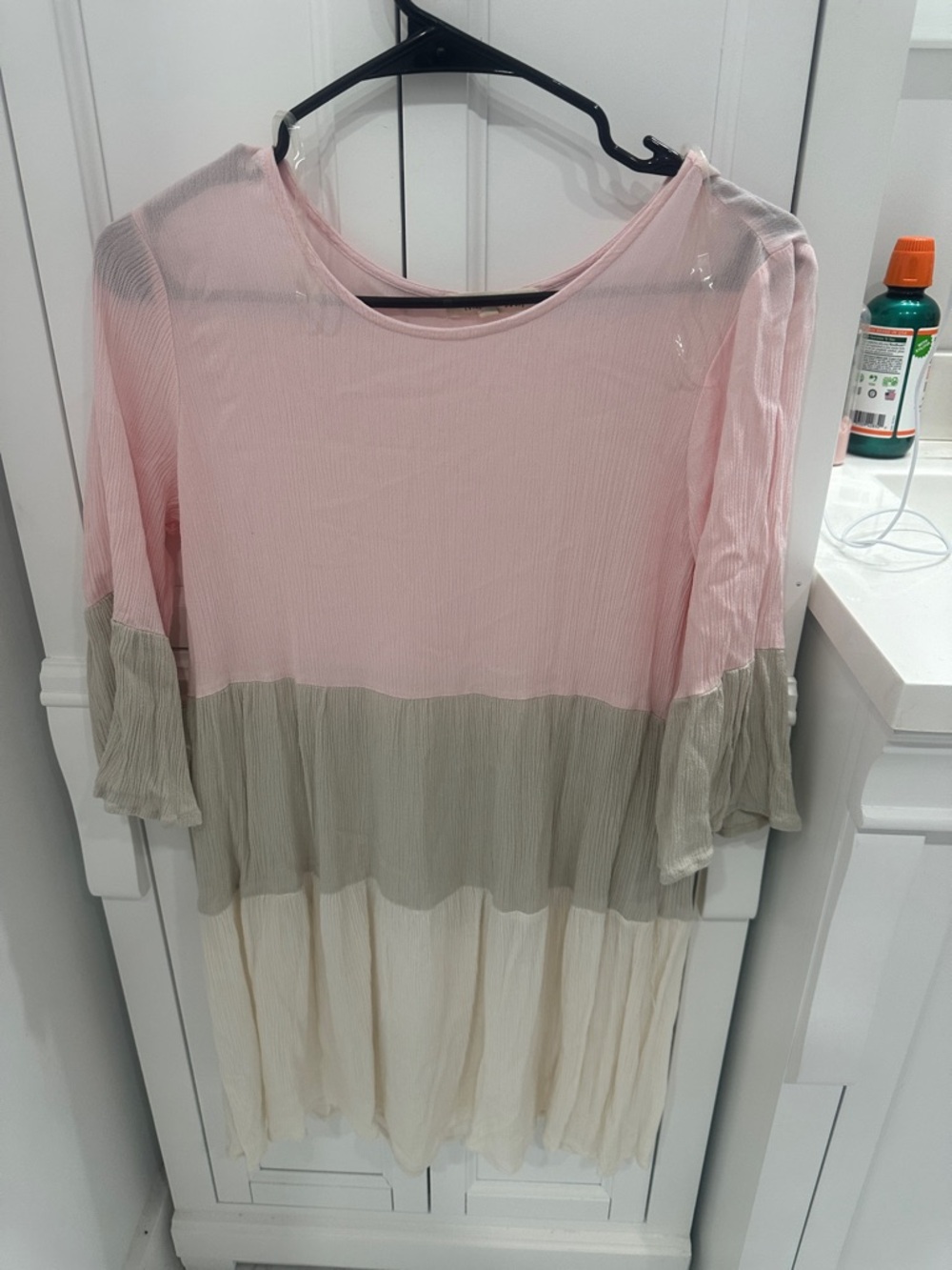indigo soul Pink, Taupe & Cream Colorblock Tunic